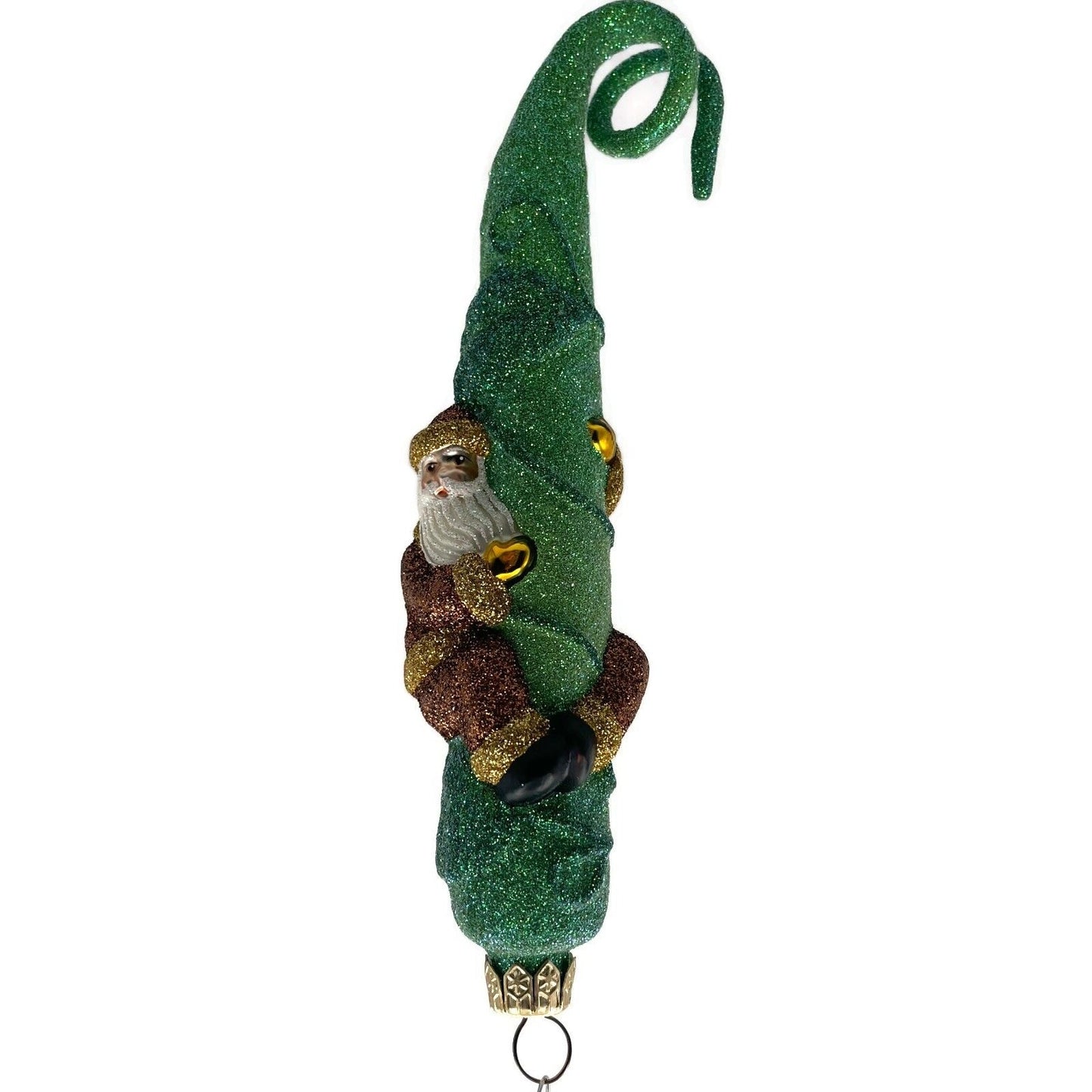 Patricia Breen Santa and the Beanstalk Copper Glittered Christmas Tree Ornament