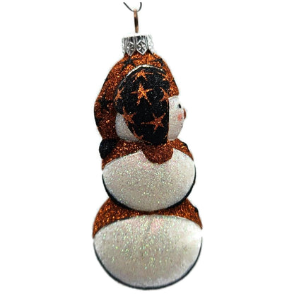 Patricia Breen Harlequin Snowman Orange Black Stars Halloween Ornament 2229