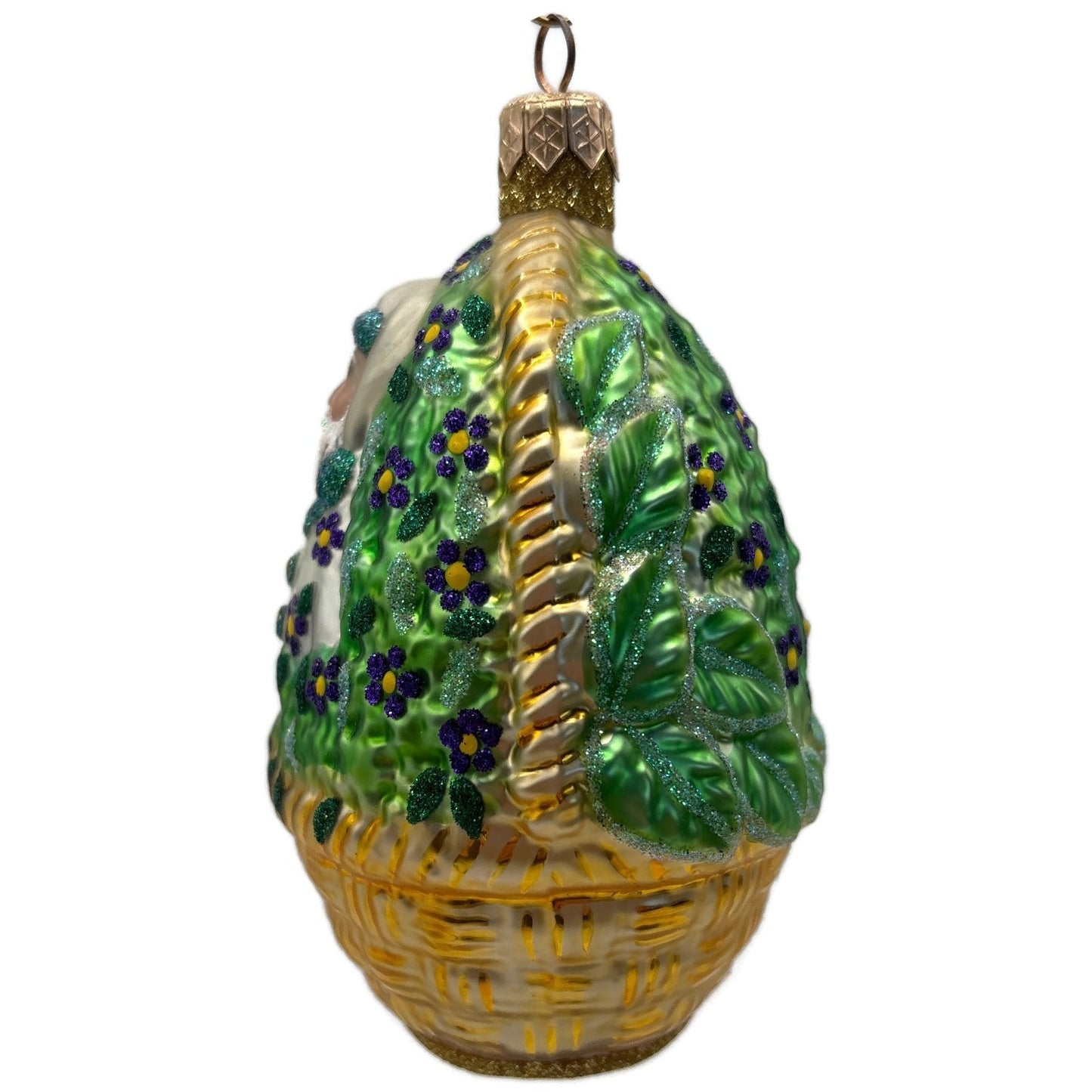 Patricia Breen Forget-Me-Not Santa Pearl Floral Basket Christmas Ornament