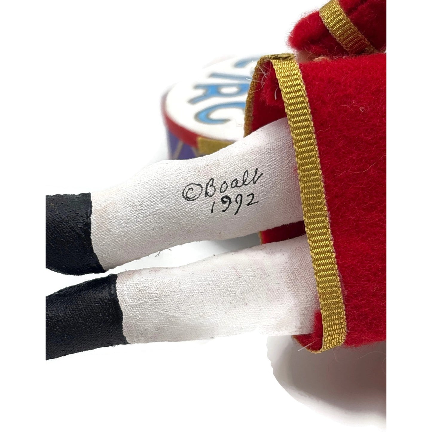 Gladys Boalt Big Top Circus Bass Drummer Red Fabric Christmas Ornament Signed