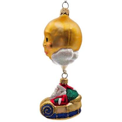 Patricia Breen Night Flight Santa Gold Sleigh Gold Moon Christmas Ornament