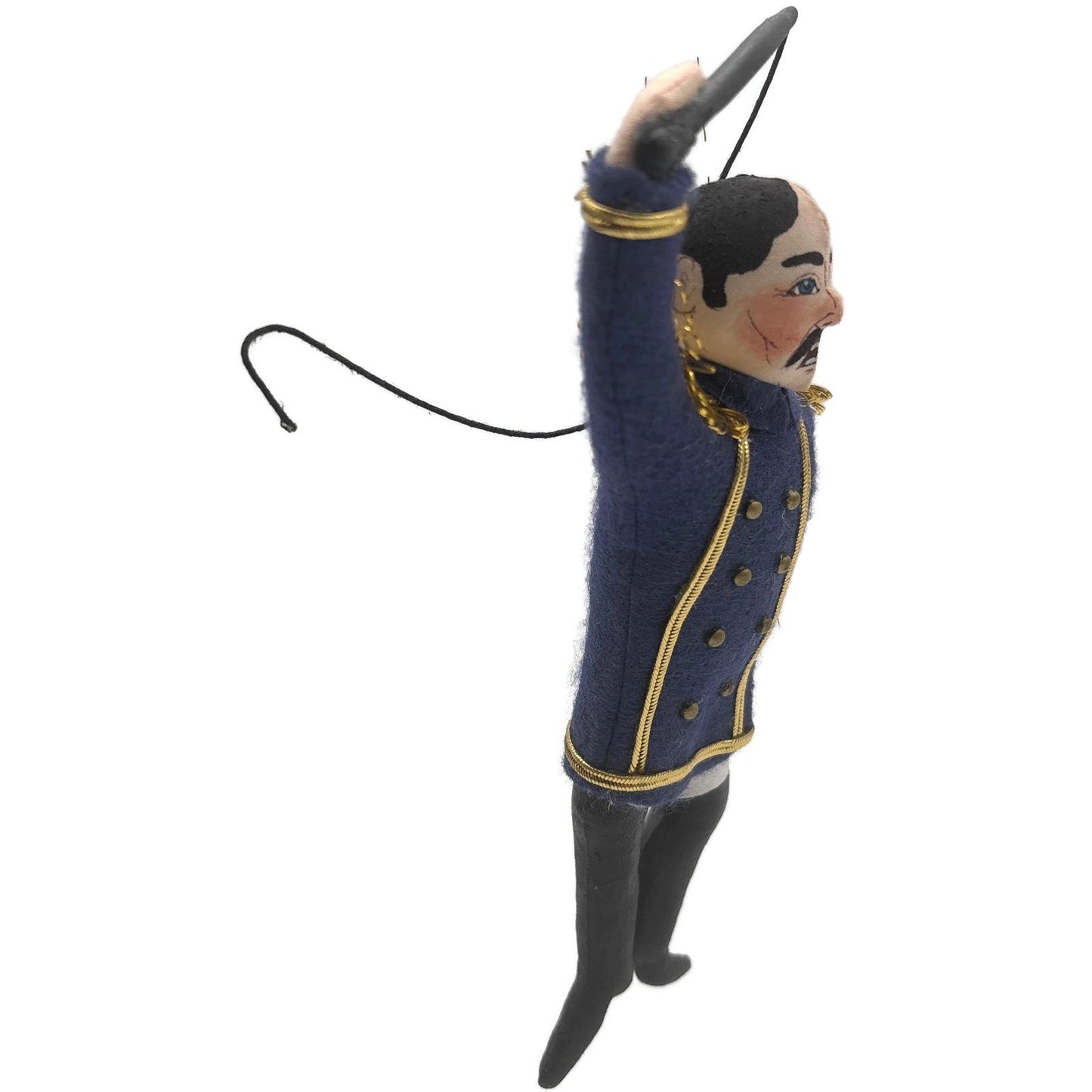 Gladys Boalt Circus Lion Tamer Whip Blue Fabric Christmas Tree Ornament Signed