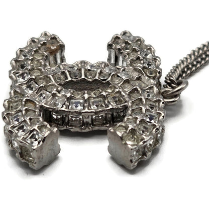 Chanel Crystal CC Logo Pendant Necklace Chanel France Vintage Fashion Jewelry