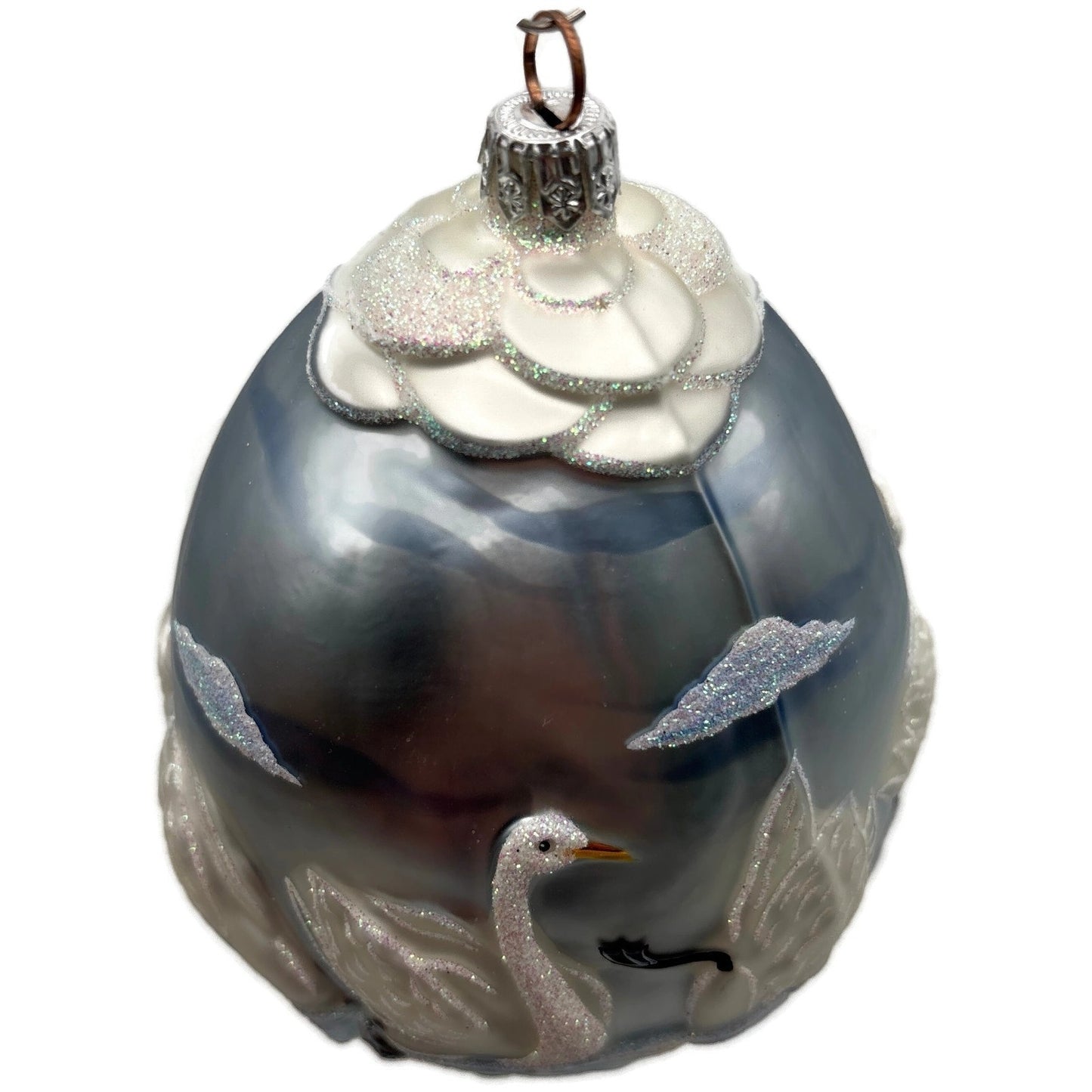 Patricia Breen Seven Swimming Swans Blue White Birds Christmas Tree Ornament