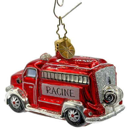 Christopher Radko Racine Fire Truck Glass Christmas Ornament Poland Retired