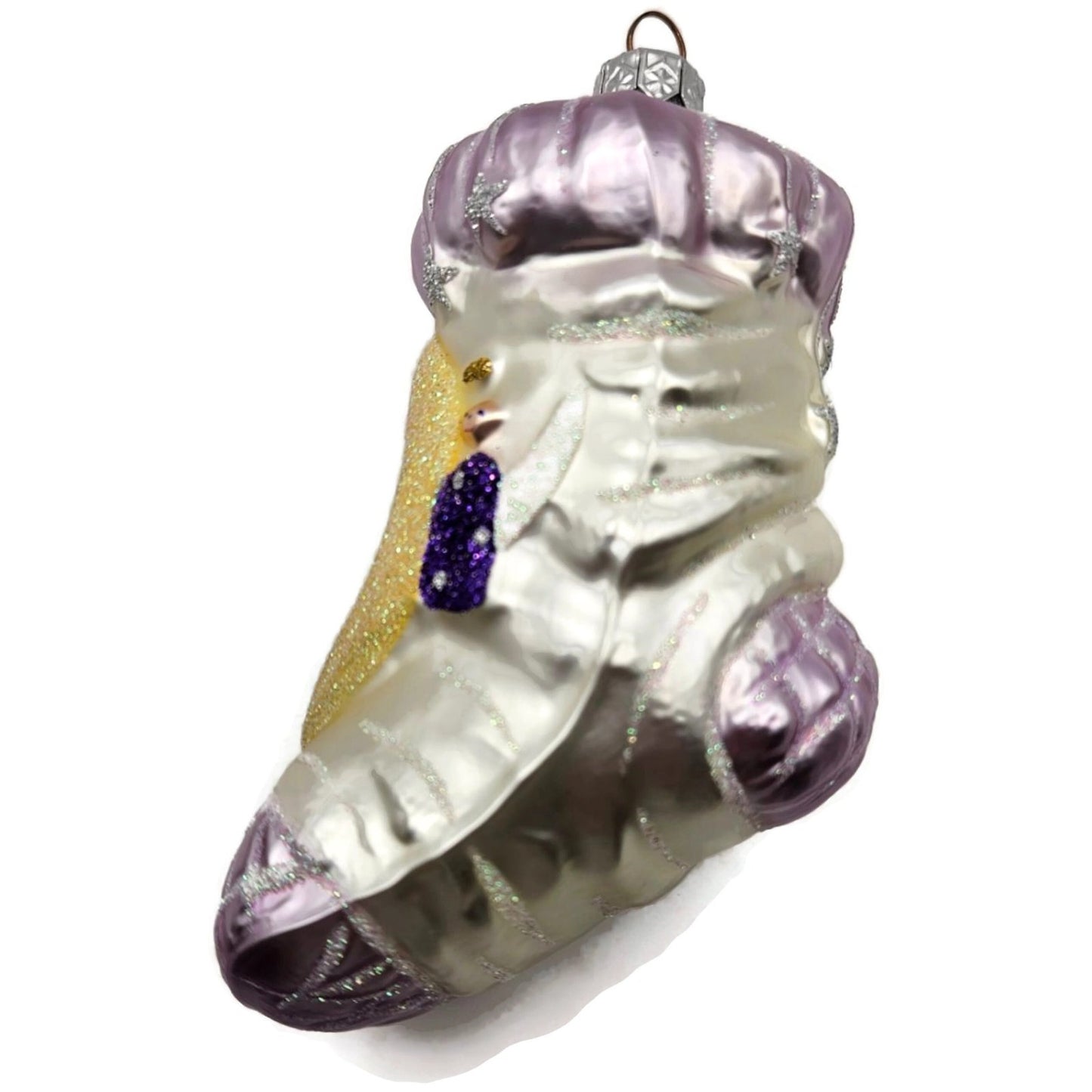 Patricia Breen Angel Stocking Lavender Glitter Stars Christmas Tree Ornament