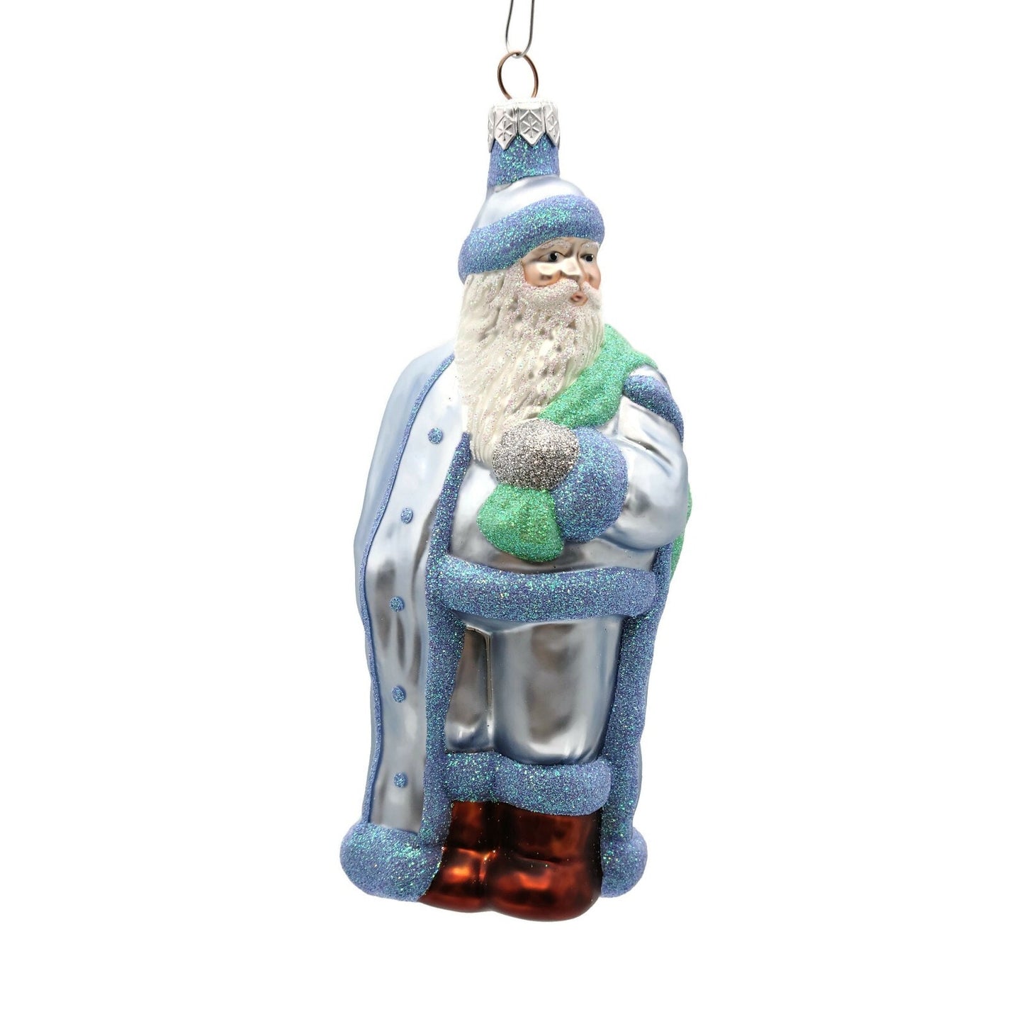 Patricia Breen Jordan Santa Claus Blue Green Christmas Holiday Tree Ornament