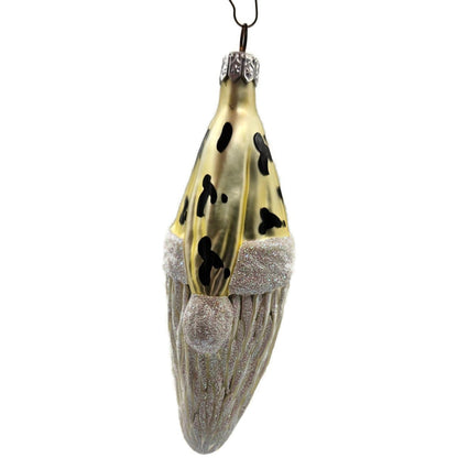 Patricia Breen Faux Fur Santa Claus Head Gold Black Christmas Tree Ornament