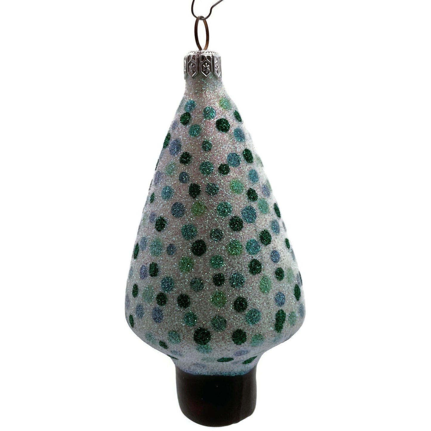 Patricia Breen Georges Tree Pearl Green Polka Dots Glittered Christmas Ornament