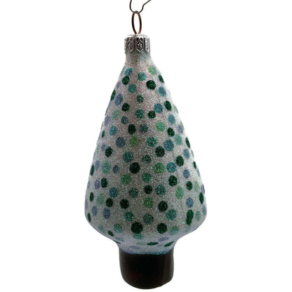 Patricia Breen Georges Tree Pearl Green Polka Dots Glittered Christmas Ornament