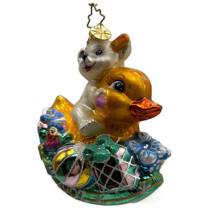 Christopher Radko 2007 Rockin Arrival Glass Bear Duck Christmas Ornament 3012095