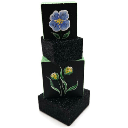 Patricia Breen Presenting Black Floral Blocks Free Standing Christmas Ornament