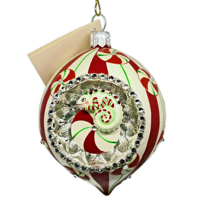 Patricia Breen Toujours Hamish Peppermint Chameleon Orb Christmas Ornament