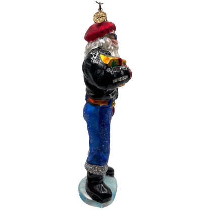 Christopher Radko Santa Dude Leather Jacket Christmas Tree Ornament 01-0227-0