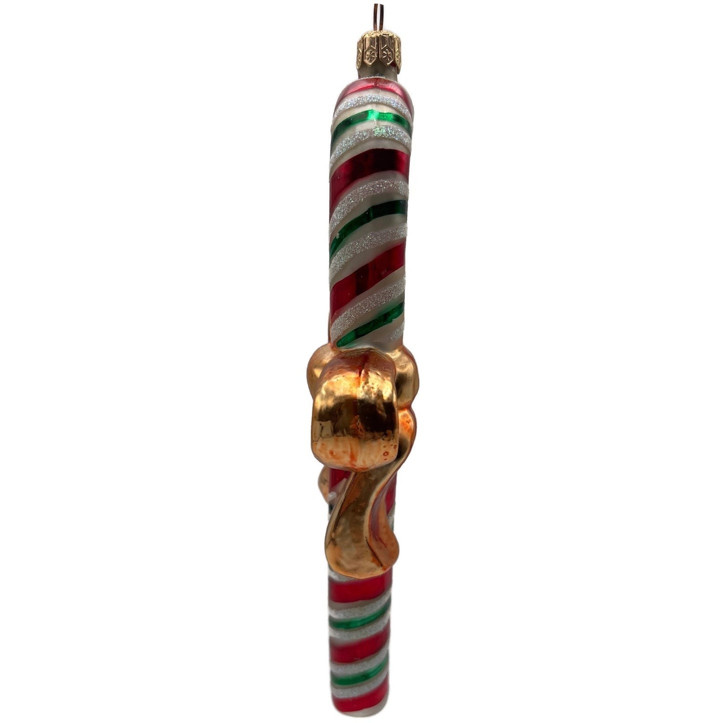 Christopher Radko Candy Wrap Gold Bow Stiped Christmas Tree Ornament 99-002-0