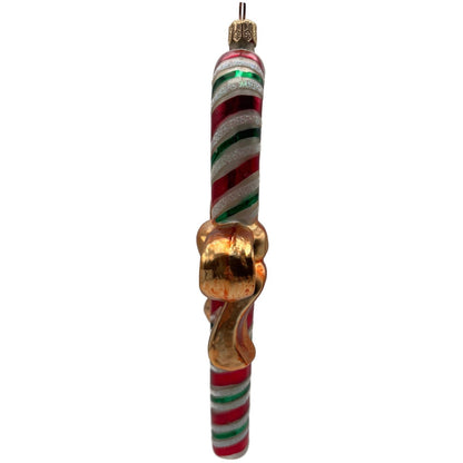 Christopher Radko Candy Wrap Gold Bow Stiped Christmas Tree Ornament 99-002-0