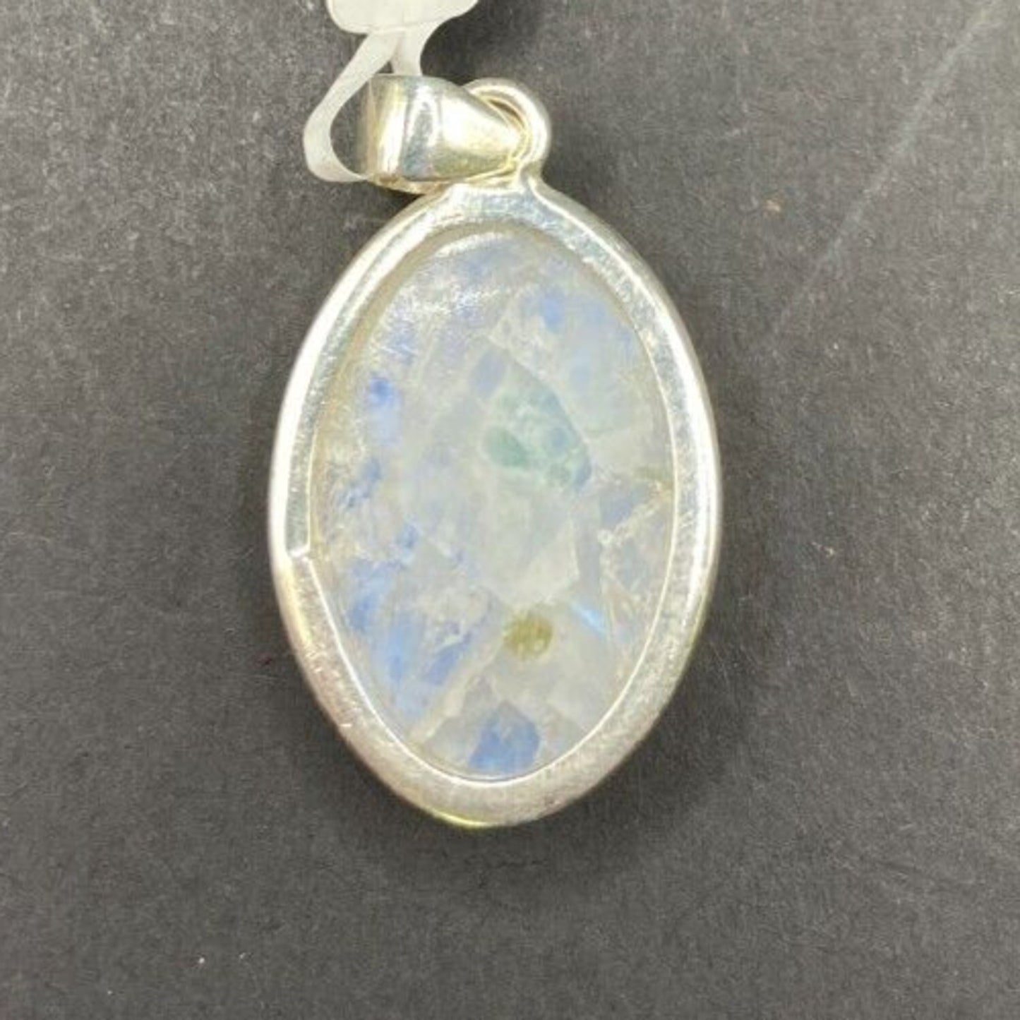 Rainbow Moonstone Pendant Oval Polished Crystal Gemstone Sterling Silver