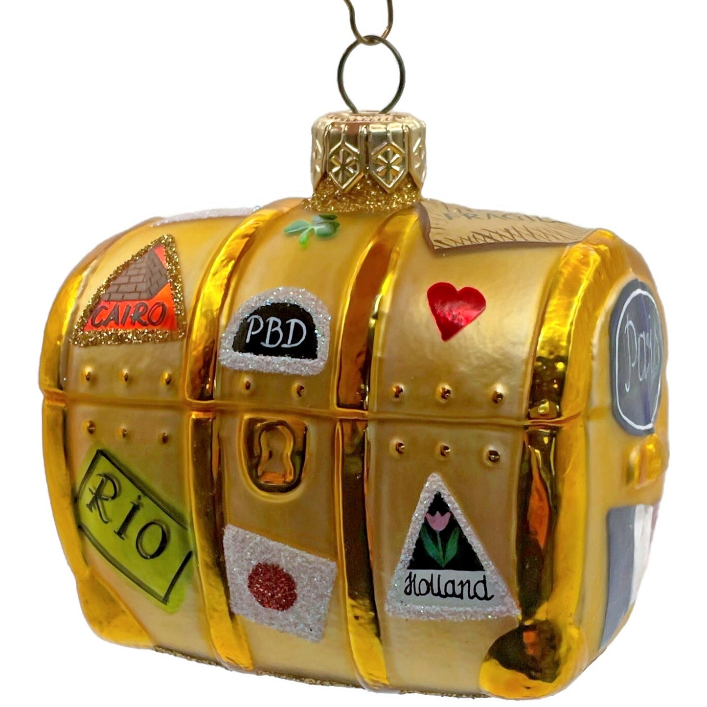 Patricia Breen Bon Voyage Gold Atlanta Cairo Rio Travel Christmas Ornament 9903