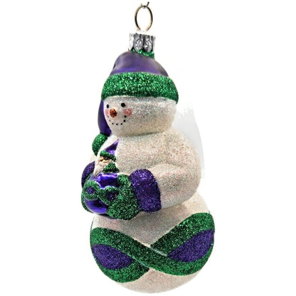 Patricia Breen Faberge Snowman Purple Green Winter Christmas Tree Ornament