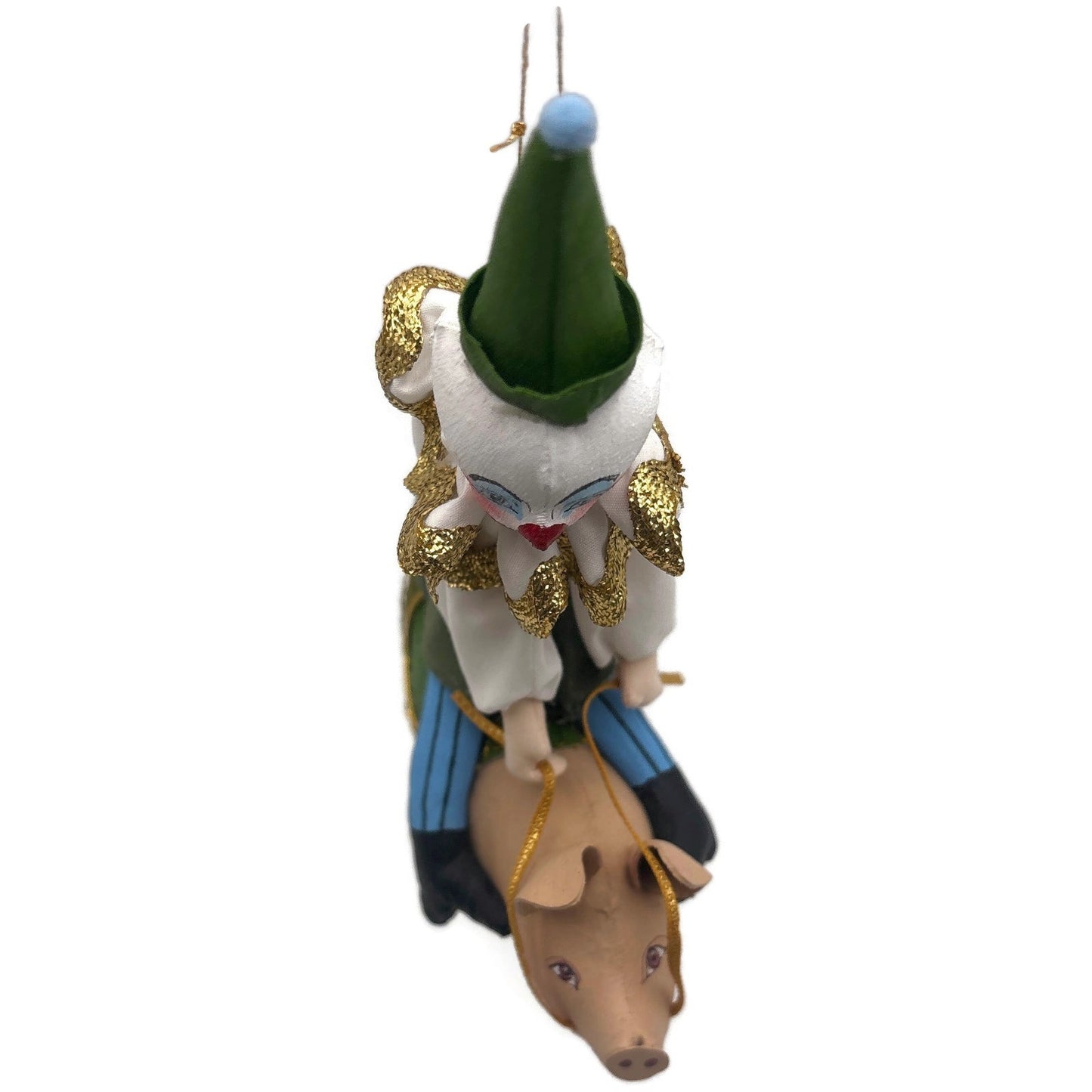 Gladys Boalt Circus Clown On Pig Fabric Handmade Christmas Ornament Signed