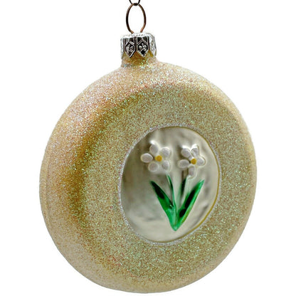 Patricia Breen Dish and Spoon Yellow Painted Flowers Christmas Tree Ornament