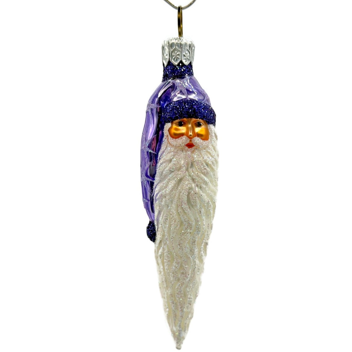 Patricia Breen Stocking Cap Santa Head Purple Stars Christmas Tree Ornament