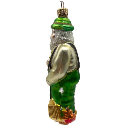 Patricia Breen Autumn Santa Gold Green Fall Christmas Tree Ornament
