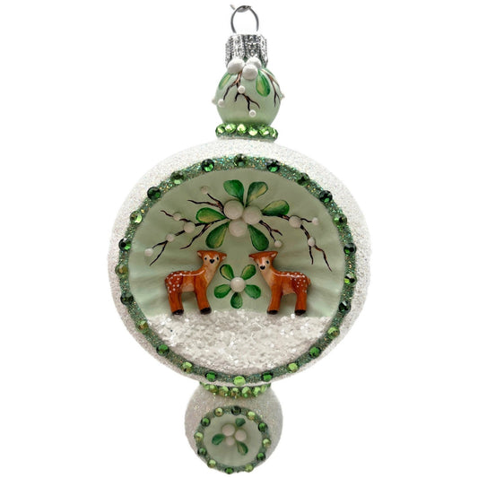 Patricia Breen Du Barry Reflector Mistletoe Reindeer Orb Christmas Tree Ornament