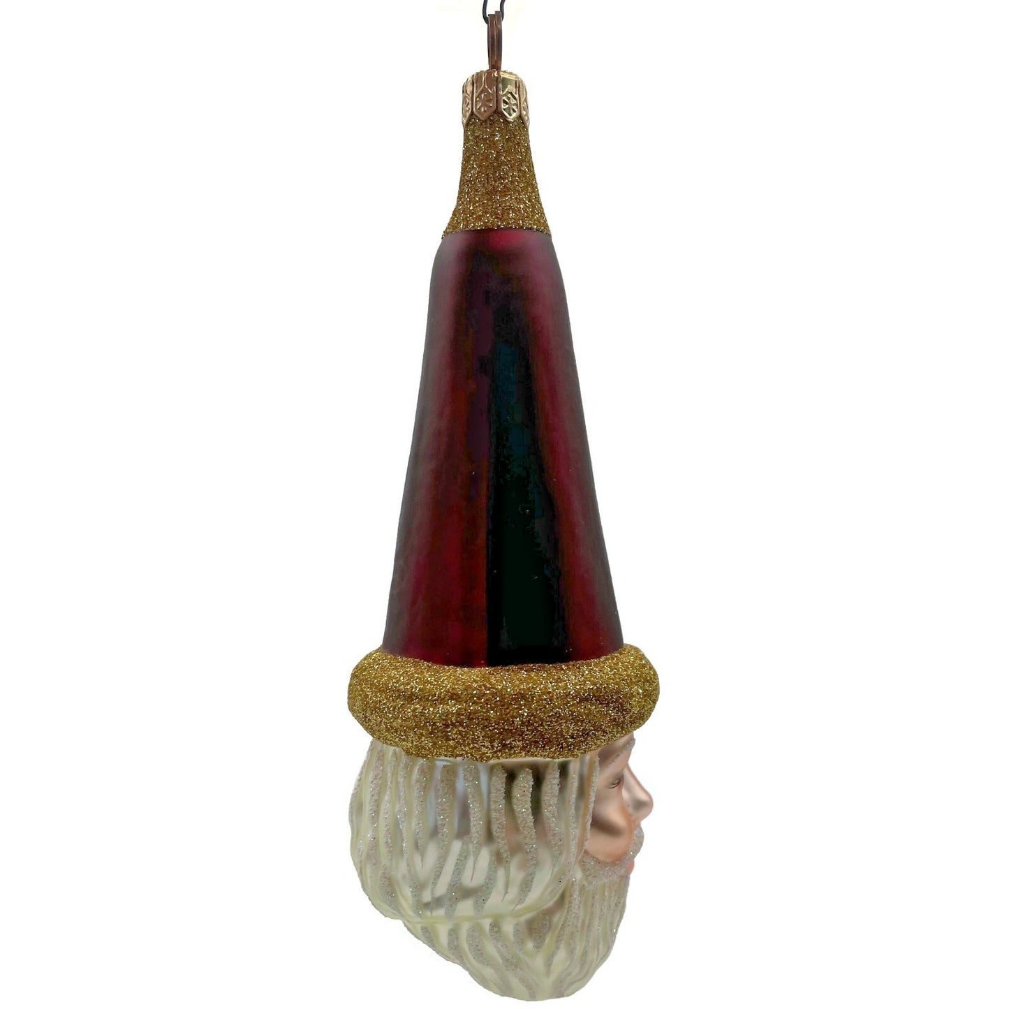 Patricia Breen Wink of His Eye Bordeaux Santa Claus Head Christmas Tree Ornament