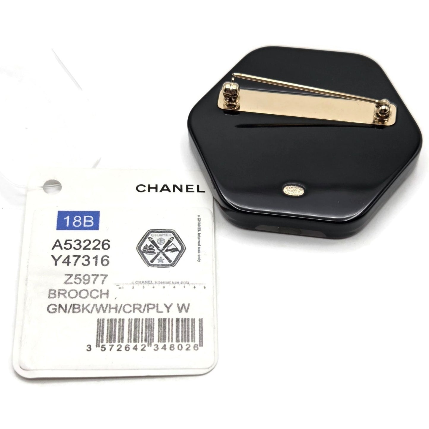 Chanel CC Logo Ski Brooch Black White Gold Snowflake Star Trees 2018 18B Rare