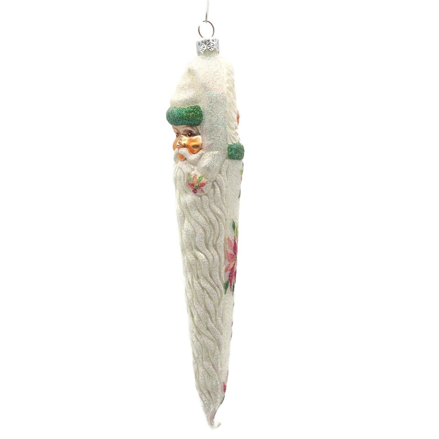 Patricia Breen Bowman Santa Claus Poinsettias Christmas Holiday Tree Ornament