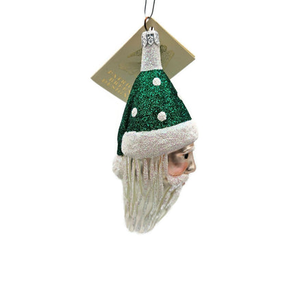 Patricia Breen Faux Fur Santa Claus Green Polka Dots Christmas Tree Ornament