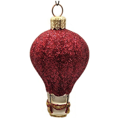 Patricia Breen Balloon Red Glittered Hand Blown Glass Christmas Tree Ornament