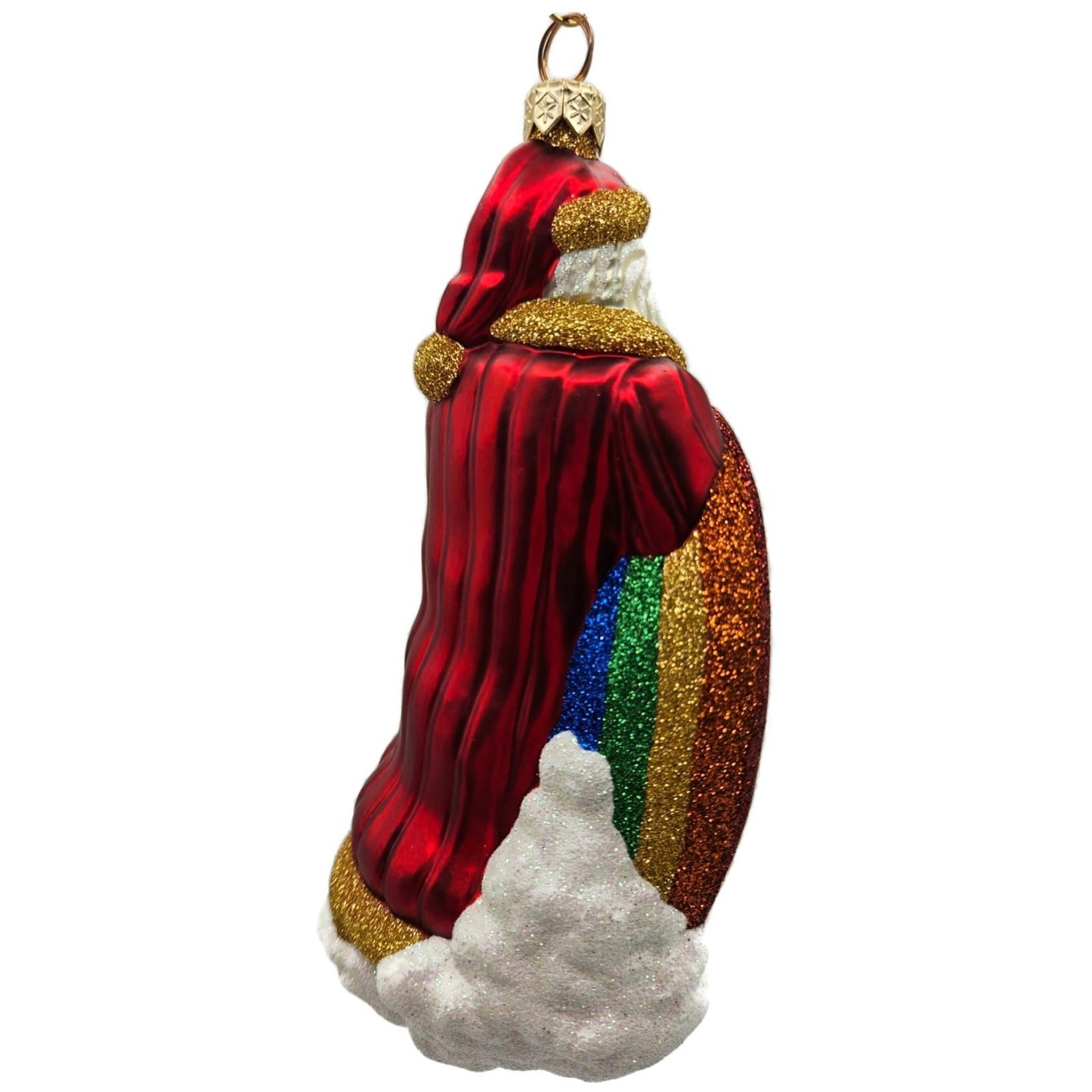Patricia Breen Rainbow Santa Claus Red Glass Christmas Tree Ornament CATZ 2029