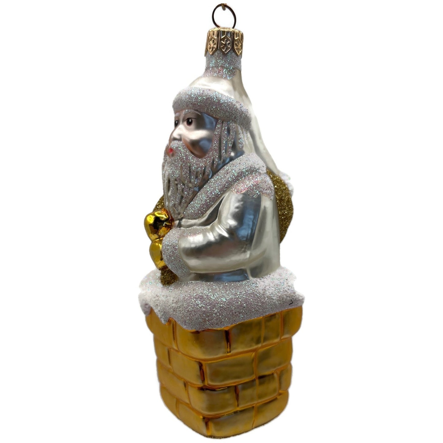 Patricia Breen Here Comes Santa Claus Pearl Gold Sack Christmas Tree Ornament