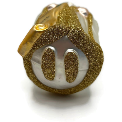 Patricia Breen Making His List Santa Pearl Gold Holly Berries Christmas Ornament