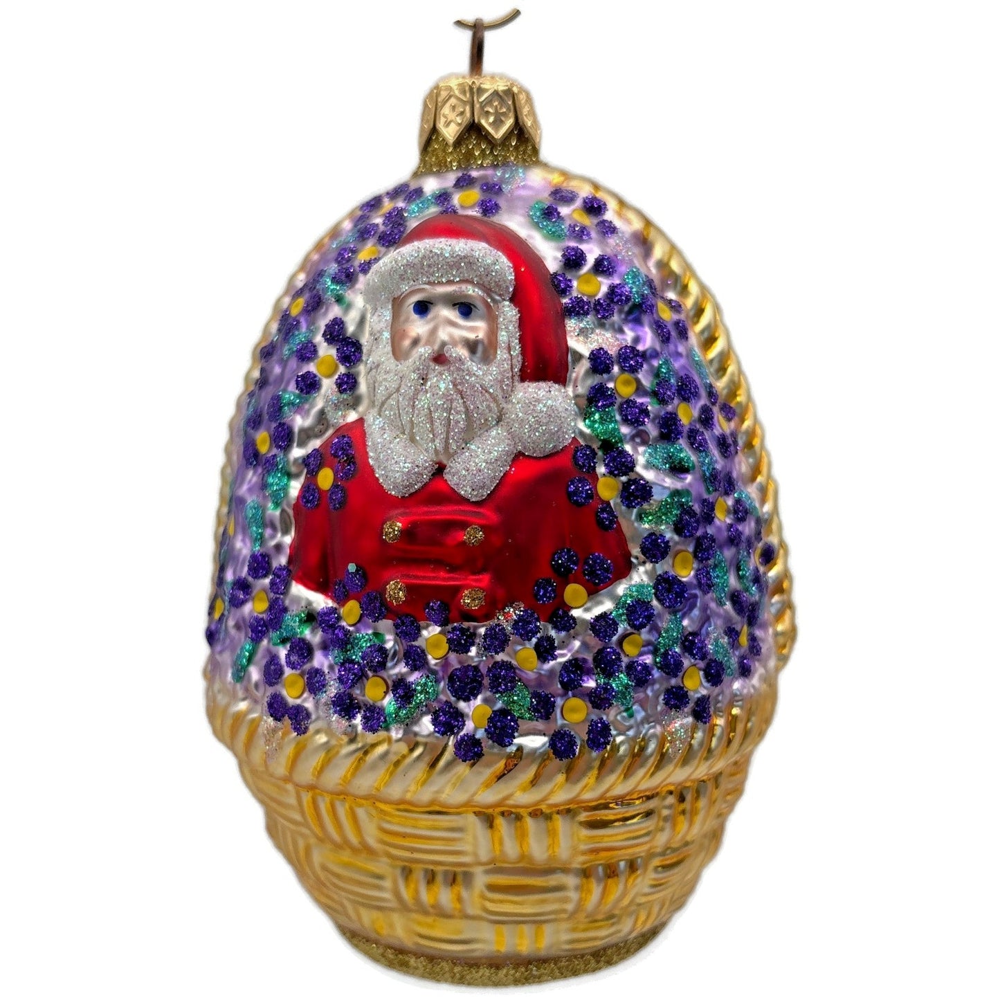 Patricia Breen Forget-Me-Not Santa Red Flowers Basket Spring Christmas Ornament