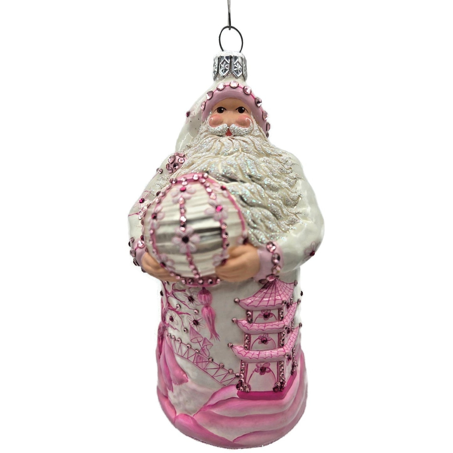 Patricia Breen Exquisite Santa Pink Flower Pagoda Spring Christmas Ornament CATZ