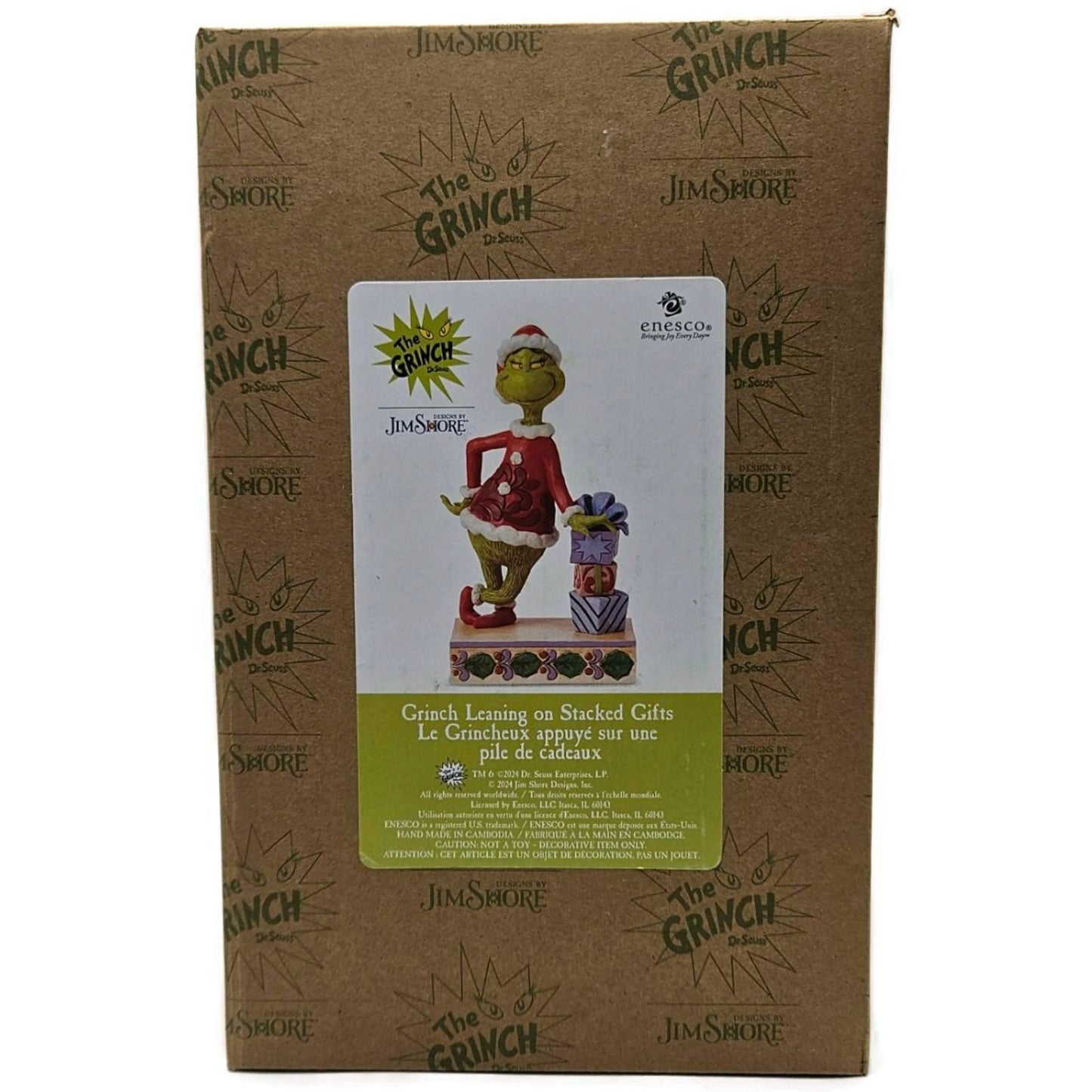 Jim Shore Dr. Seuss Grinch Leaning on Stacked Gifts Enesco Figurine 6015280
