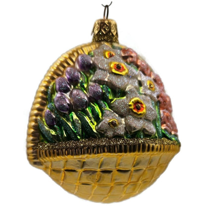 Patricia Breen Flowers For My Love Purple Tulip Basket Spring Christmas Ornament