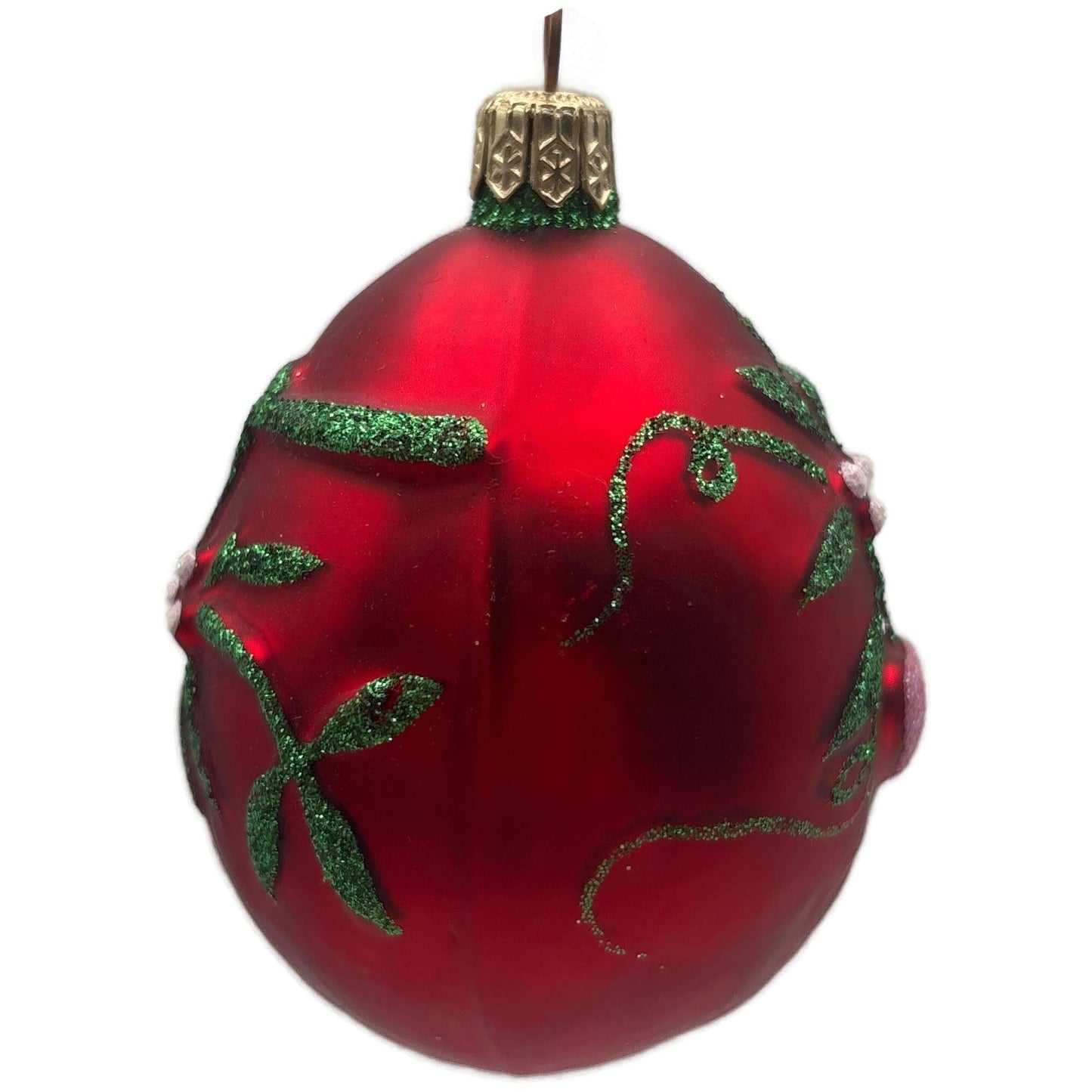 Patricia Breen Mistletoe Egg Shiny Red Green Heart Christmas Tree Ornament