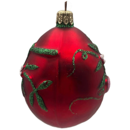 Patricia Breen Mistletoe Egg Shiny Red Green Heart Christmas Tree Ornament