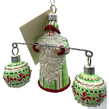 Patricia Breen Balance Peppermints Striped Santa Claus Christmas Tree Ornament