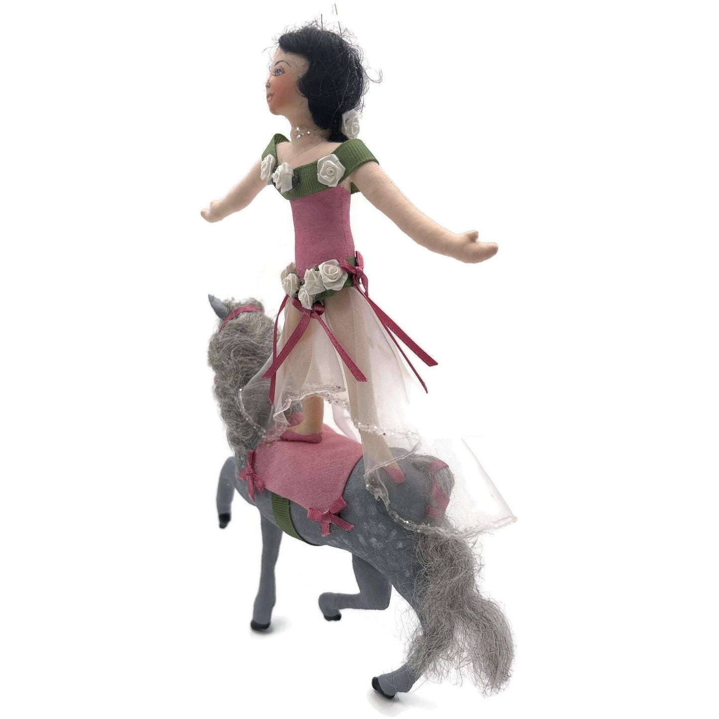 Gladys Boalt Circus Lady Bareback Rider Fabric Christmas Tree Ornament Signed