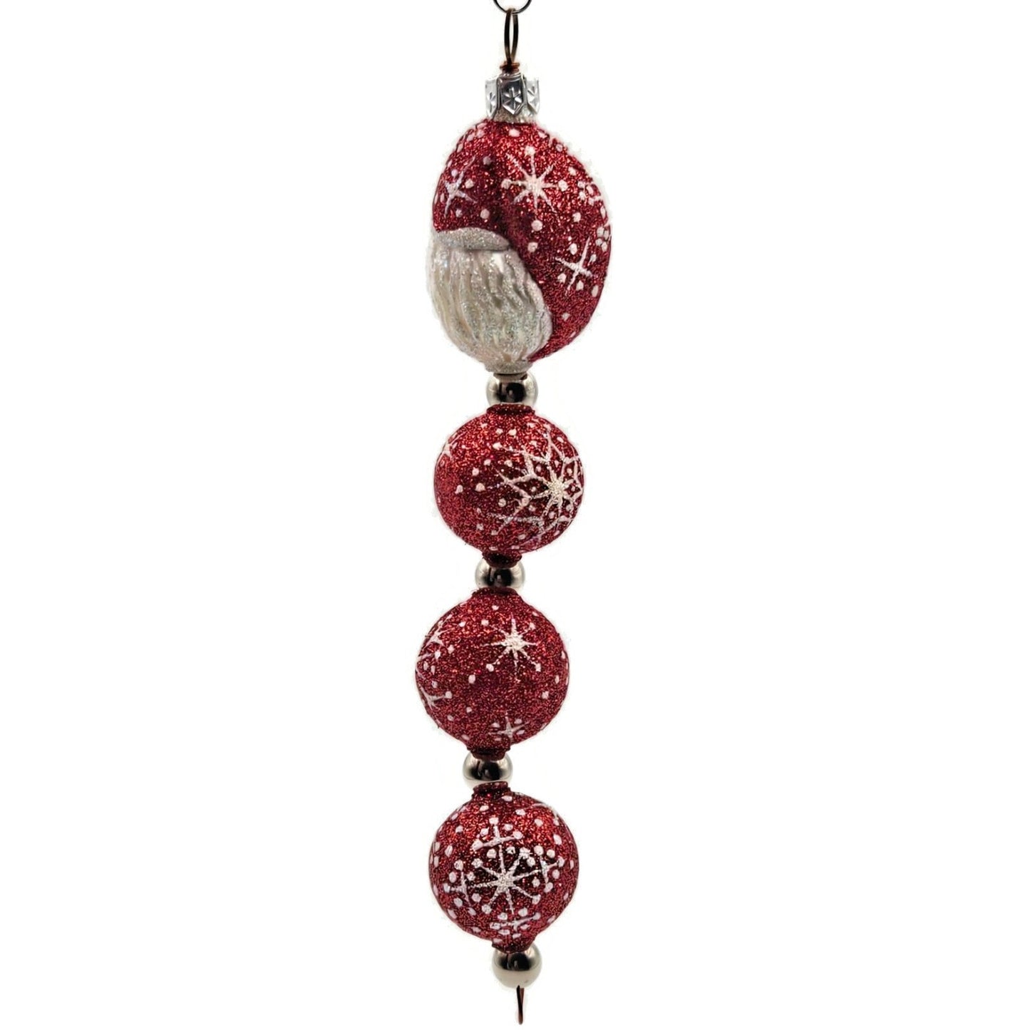 Patricia Breen Santa Claus Kinetic Icicle Red Snowflakes Christmas Tree Ornament
