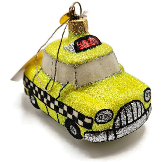 NYC Taxi Cab Yellow Black Checkered Christmas Tree Ornament Landmark Creations