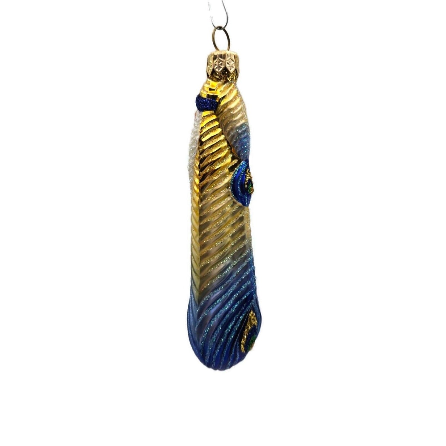 Patricia Breen Peacock Icicle Blue Gold Santa Claus Christmas Tree Ornament