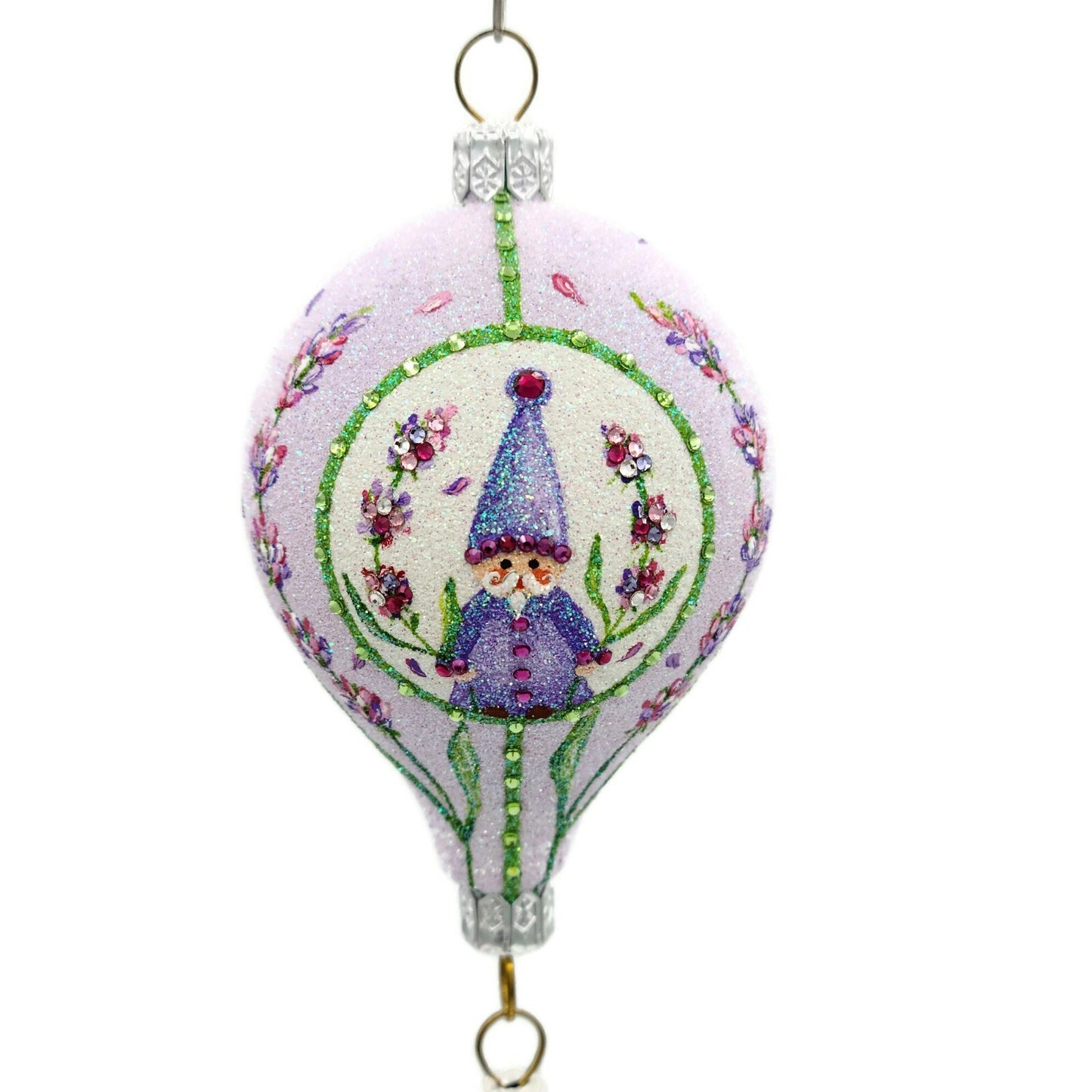 Patricia Breen Miniature Balloon Boy Lavender Floral Christmas Holiday Ornament