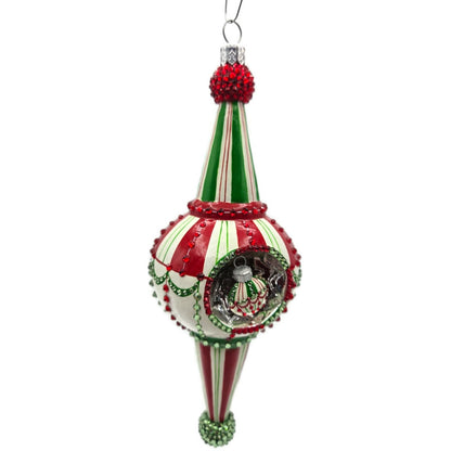 Patricia Breen Looking Glass Stripes and Swags Reflector Christmas Tree Ornament