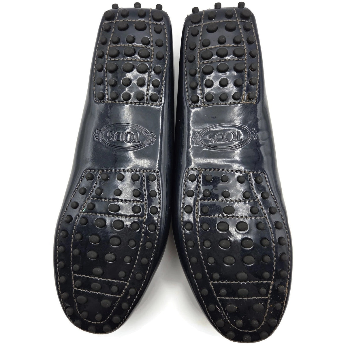 Tod’s Heaven Double T-Bit Loafers Driving Shoes Navy Patent Leather Rare 39.5